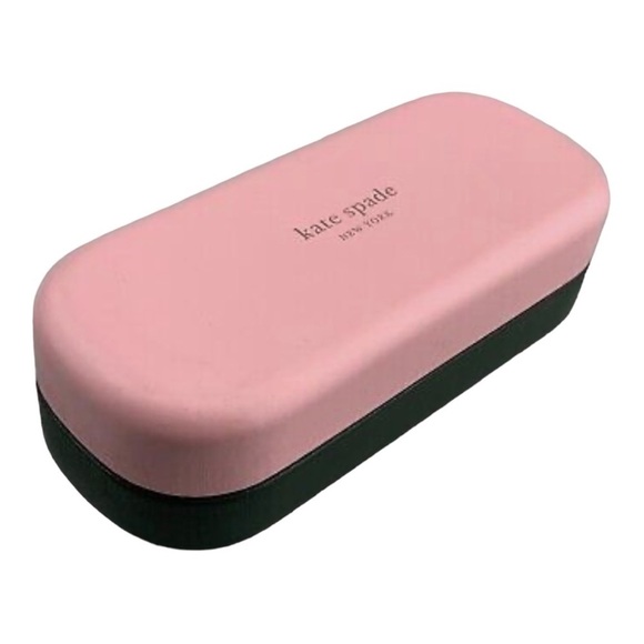 Kate Spade New York Sunglasses Case Pink Green Faux Leather Clamshell Hardcase - Picture 1 of 4